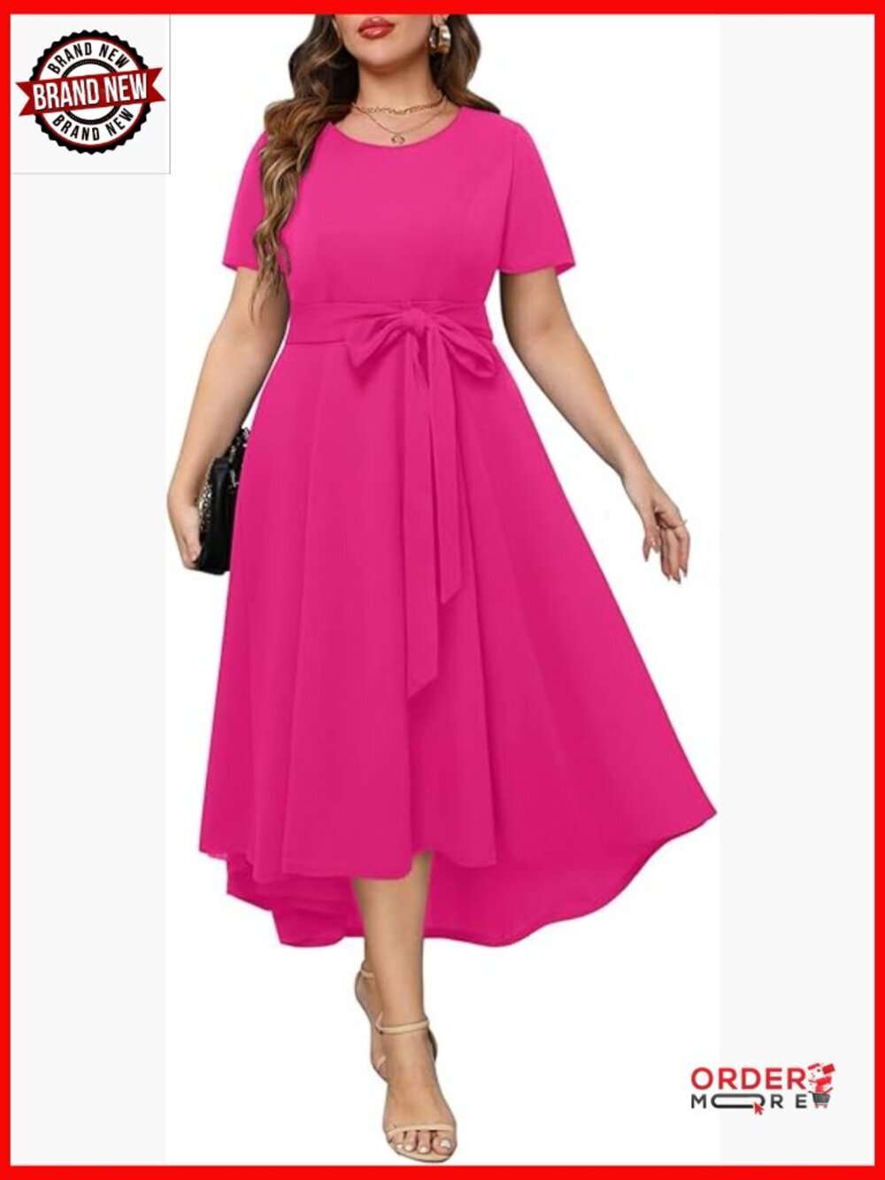 Plus Size High Low Cocktail Dress with Pockets